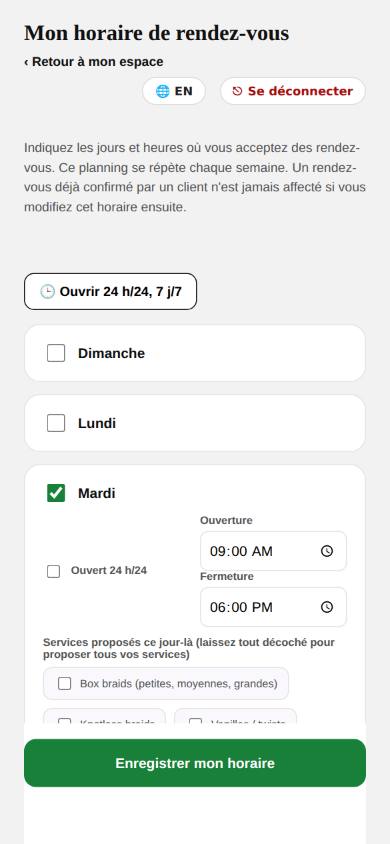 Votre horaire